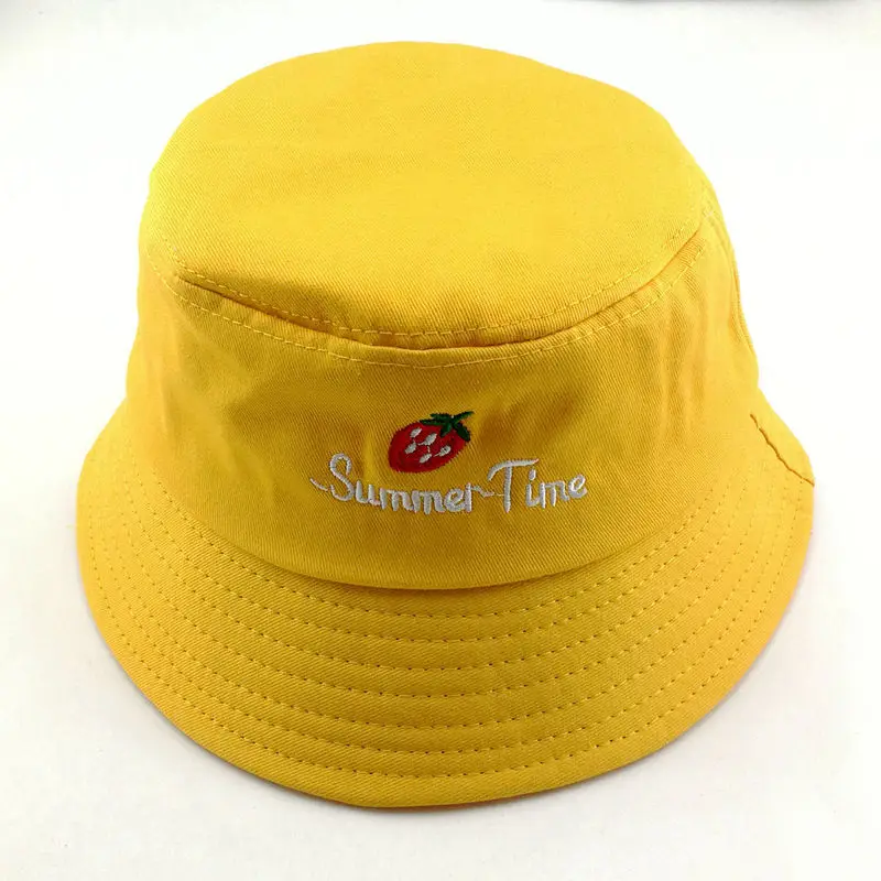 Детское ведро шляпа Панама унисекс Младенческая шляпа я люблю маму летний солнцезащитный козырек для маленьких девочек шляпа от солнца Детская Хлопковая пляжная шляпа H163D - Цвет: Yellow  H161D