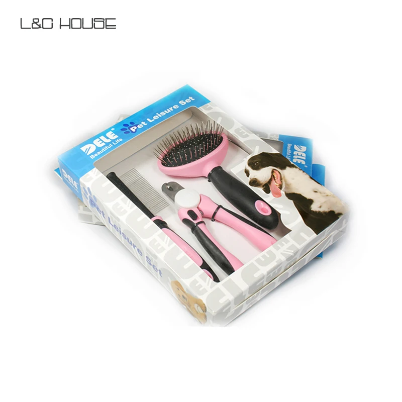 Pink/Blue 3 in 1 Pet Products Dog Grooming Kit Brushes and Combs Tool