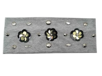 

P172186 2018 newest fashion metal stud and sequin flower hair wrap