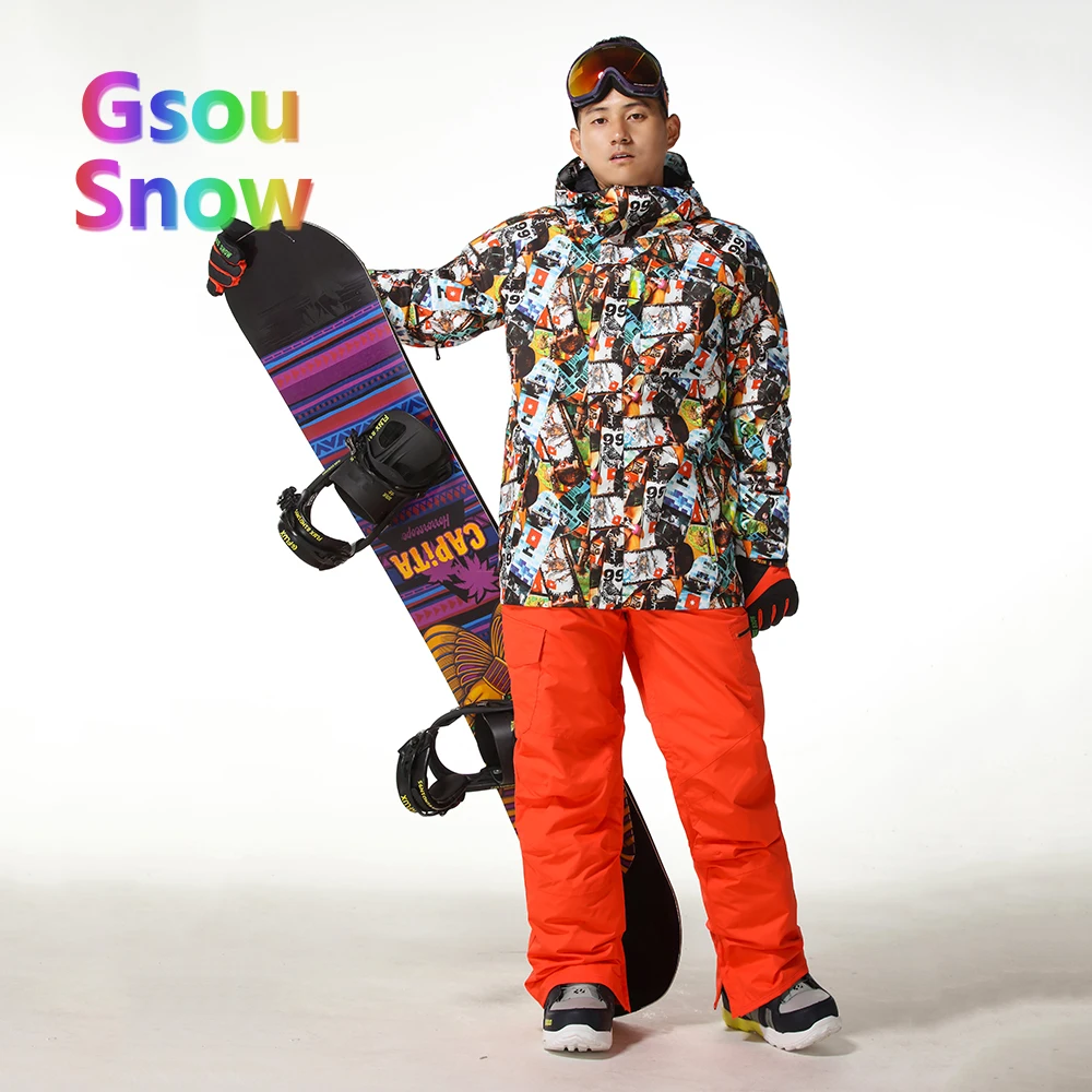 Gsou Sonw Outdoor Sports Winter Men's Skiing Clothing Snowboarding Sets Warmer Ski Jackets Waterproof Ski Pants Suits