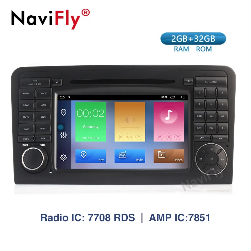 Best NaviFly 2 Din TDA7851 Android 9.1 Car DVD player for Mercedes Benz GL ML CLASS W164 ML350 ML500 X164 GL320 Car GPS Radio stereo 0