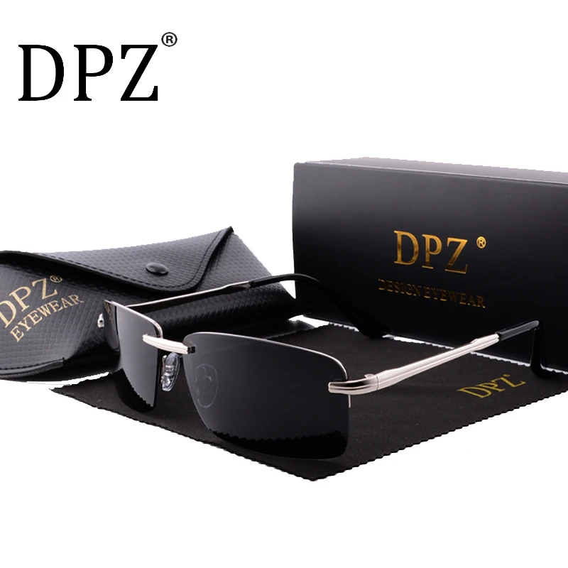 

DPZ Brand Men's Rectangular Frameless Polarized Sunglasses rays UV400 Male Sun Glasses Women For Men Oculos de sol