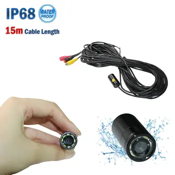 

Free shipping 15m 4-24V 90 deg underwater fish finder fishing waterproof video camera with 8 LED lamps