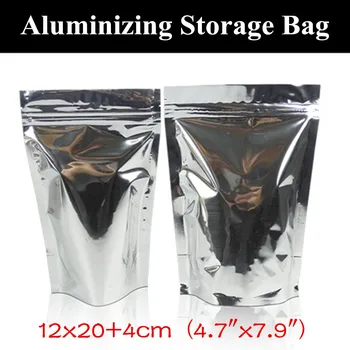 

50pcs 12x20+4cm (4.7"x7.9") 150micron Stand up Aluminizing Ziplock Bag Light-proof Electronic Cigarettes Foil Bag Films Bag