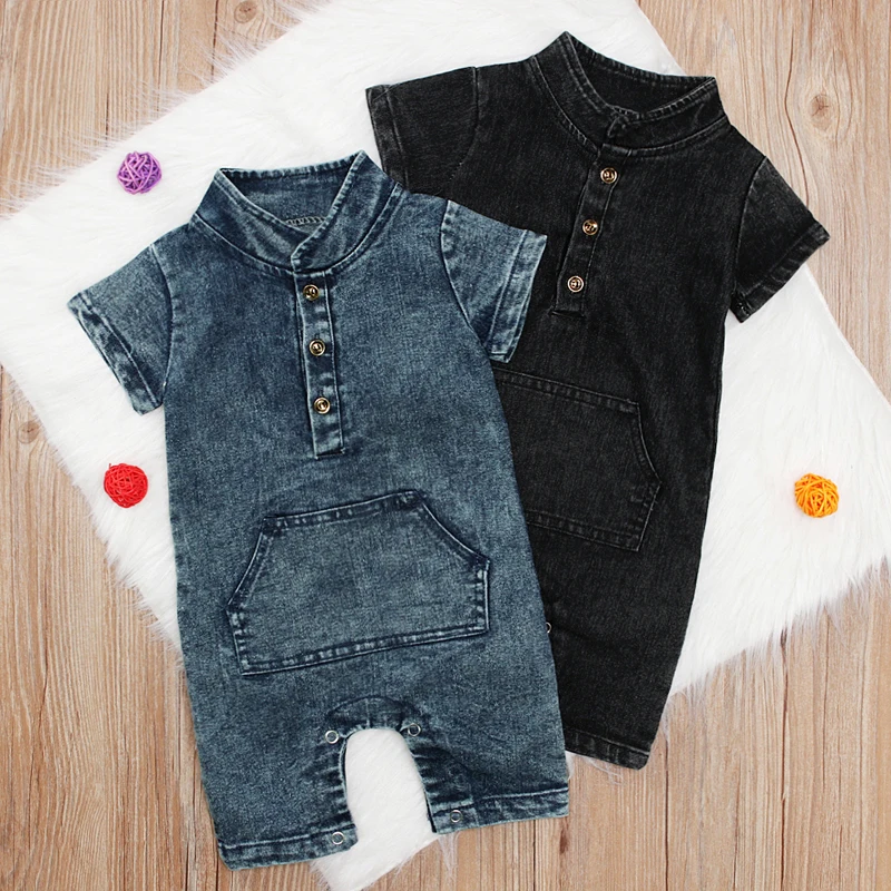 

Baby Romper Baby Boys Clothes Cowboy Pocket Handsome Jeans Baby Clothes 2019 Newborn Jumpsuit Summer Girls Cowboy Romper