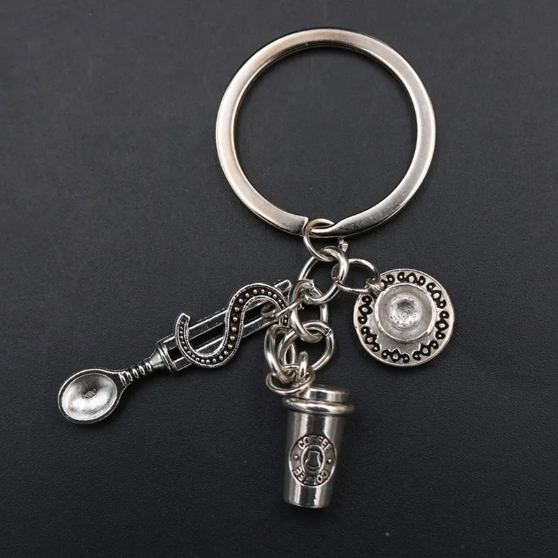 

WKOUD 1pc Personalized Cozy Coffee Gift, Coffee Cup & Spoon Keychain, Coffee lovers gift, Coffee keychain A1878