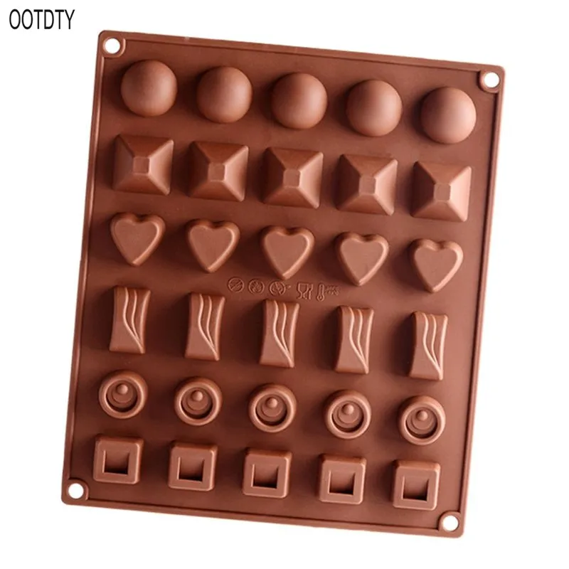 

OOTDTY Silica Gel Multi-Shape 30-grid Ice-lattice Mould Chocolate Biscuit Kitchen Baking Supply silicone mold