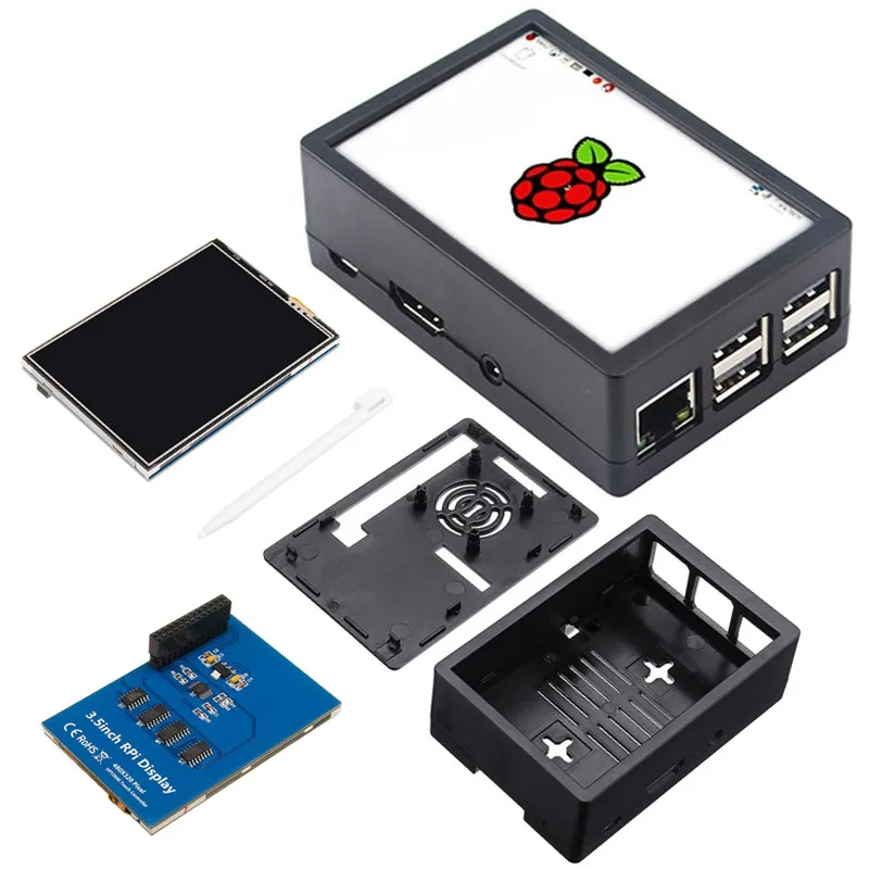 

3.5 inch TFT LCD Touch Screen + Protective Case Support Cooling Fan + Touch Pen Kit For Raspberry Pi 3B+/3B/2B Set of Tools Kit