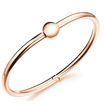 

Simple smooth rose gold bracelet steel ball screw deduction titanium steel women bracelets bangles