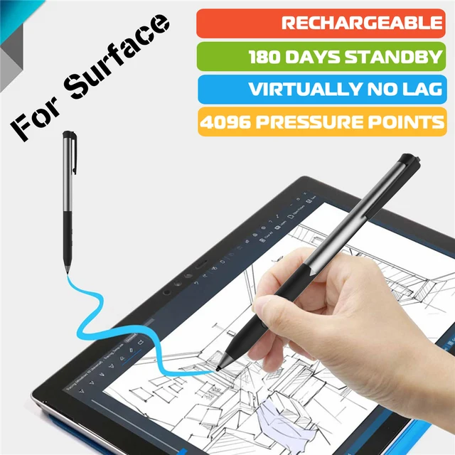 Rechargeable Stylus Active Capacitance Pen Touch Painting Pen Capacitive Screen Tablet Stylus for Microsoft face 3 4 Go for Pro