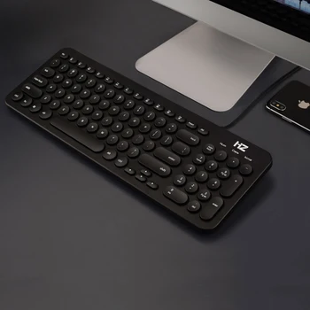 

Round Keycap Chocolate Wired Keyboard Mute Game Keyboard Girl Cute Keyboard USB 96 Keys For PC Laptop