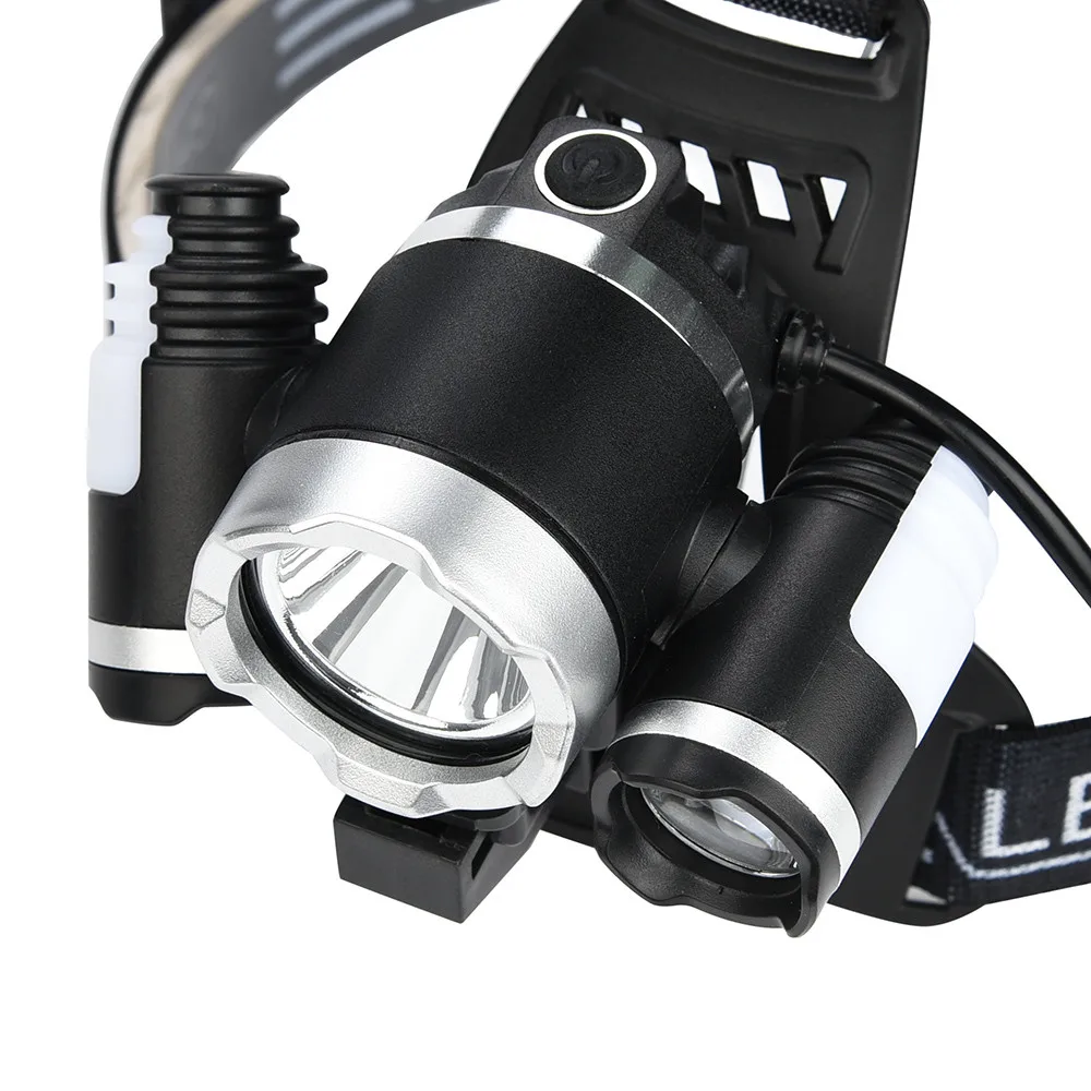 Best 15000LM 3x XM-L T6 LED +2LED Rechargeable 18650 Headlamp Head Light Torch Rechargeable Headlight 18350 Flashlight 4 Modes 4