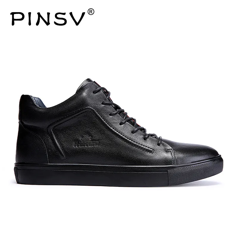 

PINSV Winter Boots Men Breathable Men Casual Leather Shoes Male Shoes Leather Genuine Outdoor Mens Shoes Large Sizes 36-48