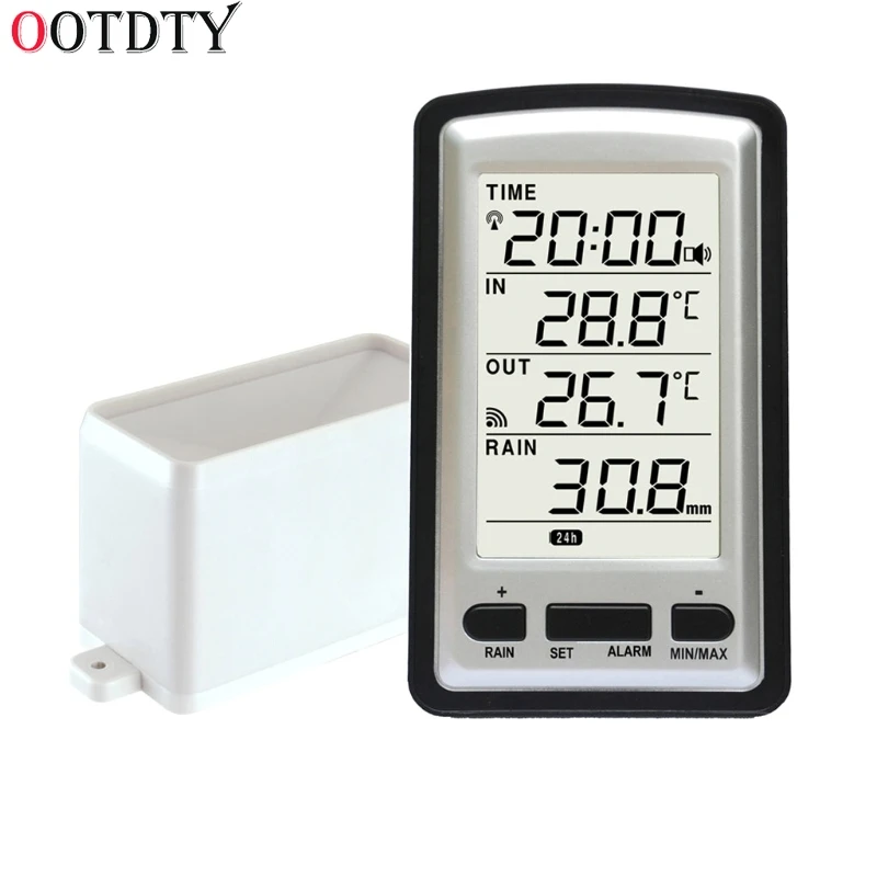 

OOTDTY Wireless Rain Meter Gauge Weather Station indoor/outdoor temperature Recorder