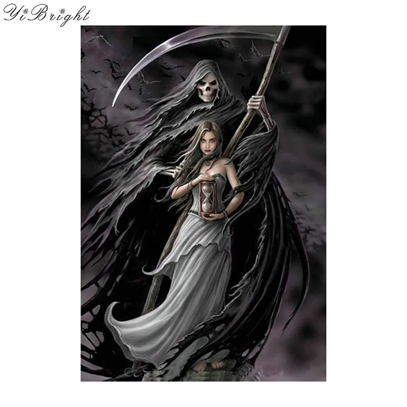 

Grim Reaper & beauty DIY 5D Diamond Painting Crystal Diamond mosaic Cross Stitch Needlework Diamond Embroidery Home Decor YQ