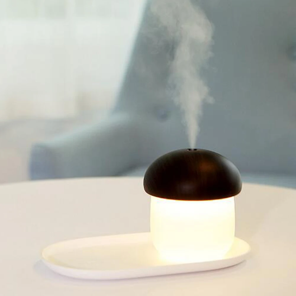 Portable USB Spray Humidifier LED Night Light For Car Office Mushroom ABS Wood Grain Christmas Home Decor Atmosphere Sleep Lamps (20)