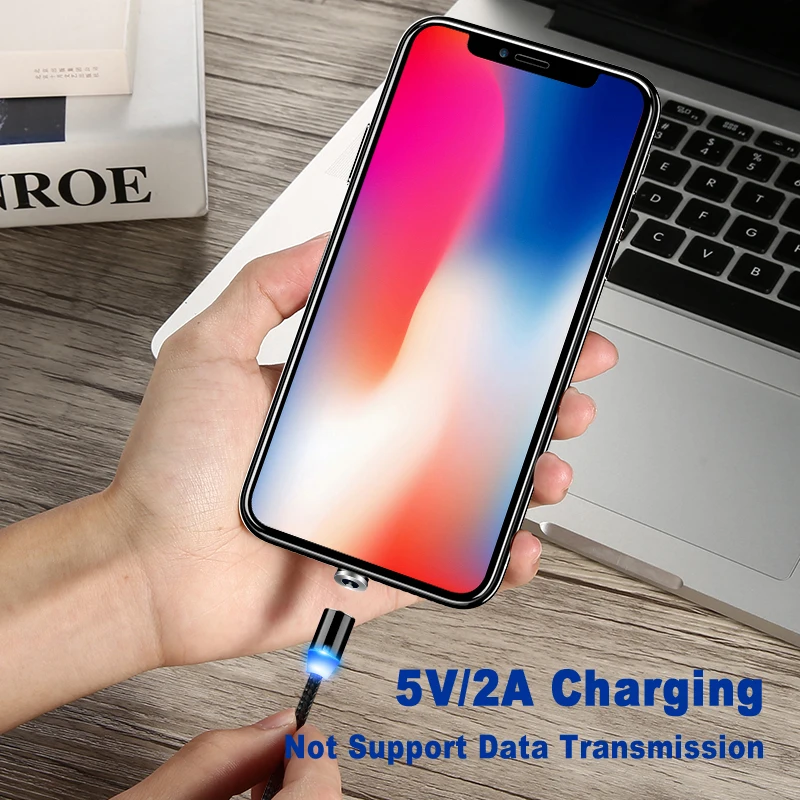 Магнитный светодиодный зарядный кабель для iPhone Xs Max Samsung Xiaomi Huawei Android Type C Micro