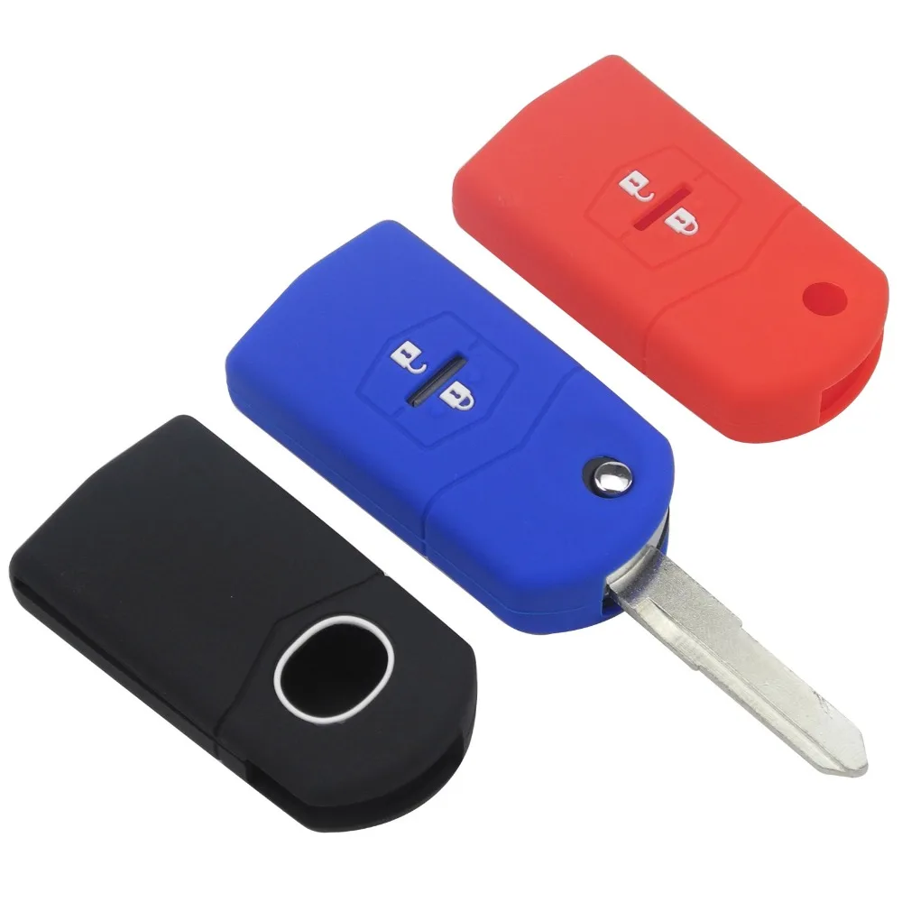 

2 Buttons Silicone Remote Folding Flip Key Cover Case for Mazda 2 3 5 6 8 CX 5 CX-5 CX-7 CX-9 MX-5 ATENZA Axela Car-styling