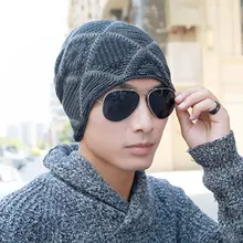 Новая теплая мягкая шапка Tianzi решетка вязанная плюс бархатная шапка для мужчин и женщин тюрбаны Muts зимняя мужская вязаная шерстяная шапка