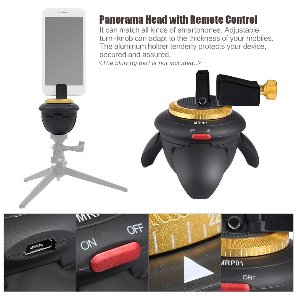 AFI MRP01 Mini Electric Panorama Head 360 Rotation Time Lapse Tripod Head for GoPro Action Camera for Selfie Stick Smartphones-in Tripod Heads from Consumer Electronics on Aliexpress.com _ Alibaba Group - 25