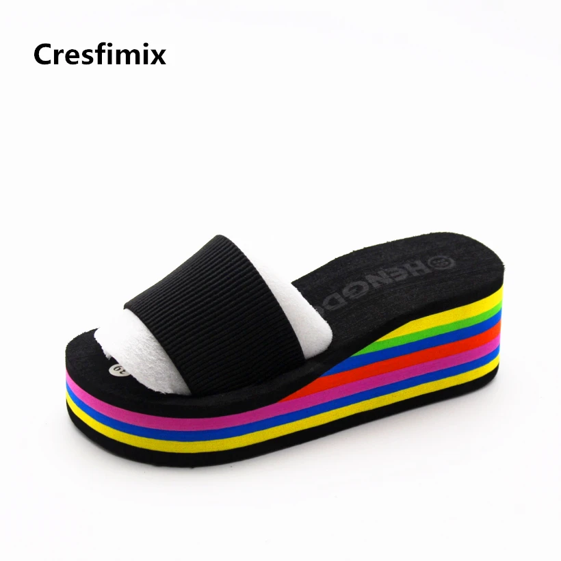 

Cresfimix women fashion soft & comfortable slip on slippers lady cute ribbon striped beach slippers female cute eva slides