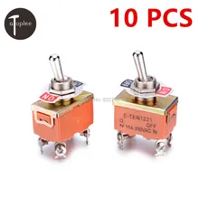 10 PCS KN1221 250V 15A Toggle Switch Good Quality 4 Pins Touch On Off Switches Mini Small Orange Color Kit