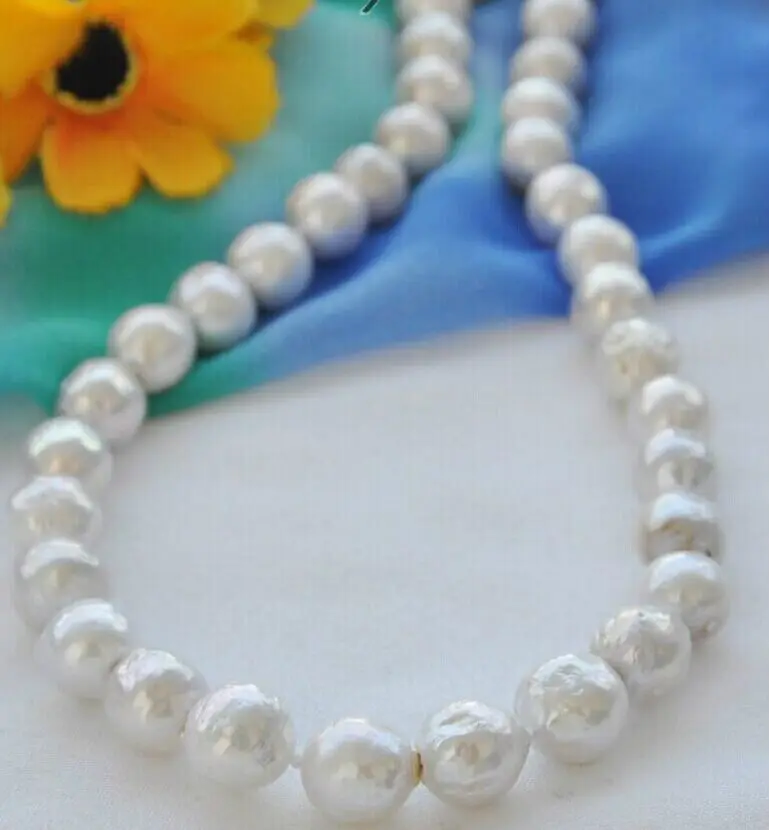 

Free shipping hot sale Women Bridal Wedding Jewelry >>12-15mm natural Japan white kasumi pearl necklace 18inch