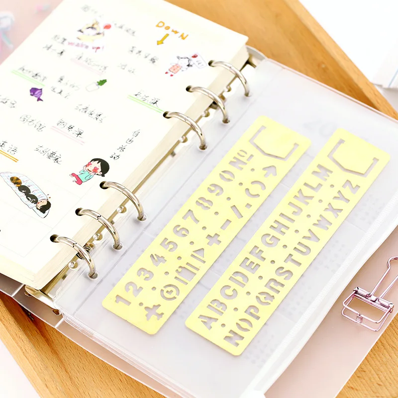 us 1 26 10 off vintage portable stainless steel metal good letter stencils hollow rulers planner diary notebook diy tool template stationery in vintage letter template