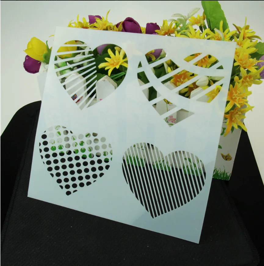 

Love Heart Cake Decorating Stencil DIY Spray Art Cake Mold Plastic Fondant Pad Biscuits Chocolate Baking Tools Free Shipping
