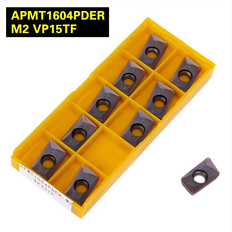 10-Piece Carbide Inserts APMT1604PDER-M2 VP15TF For Milling - Premium Quality, Great For CNC Or Manual Mills