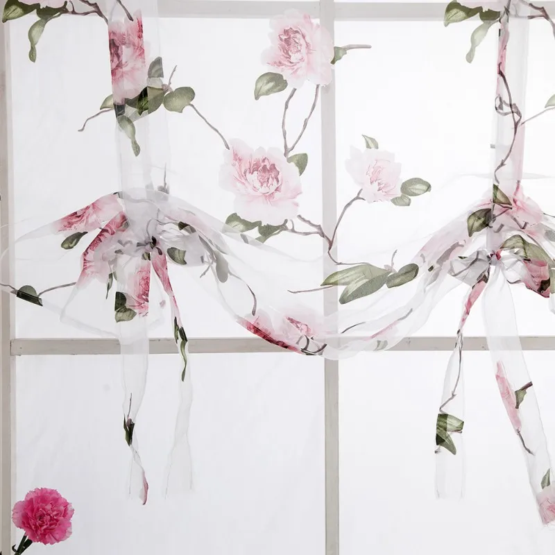 Cortinas de cocina diseño Floral cortinas de cocina cortas cortinas cortas transparentes persianas romanas puerta moderna tela de tul valance Cortinas de cocina diseño Floral cortinas de cocina cortas cortinas cortas transparentes persianas romanas puerta moderna tela de tul valance