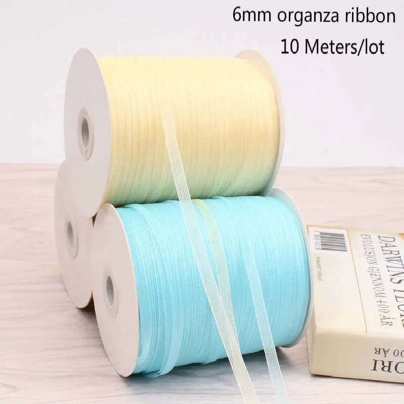Ribbon Decoration Ribbon Supplies Organza Ribbon Christmas Ribbon Wrapping Ribbon 6mm Organza Ribbon 10 Meters/lot Decorative Gift Packing Wedding Crafts Christmas Gift Wrap Handmade DIY Material Supplies