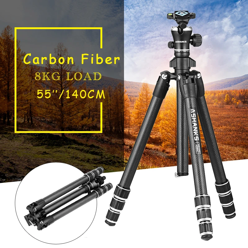 

ASHANKS A666C Carbon Camera Tripod with Professional Video Ball Head Portable for Photographic DSLR Camera 8KG 140cm/55.1''