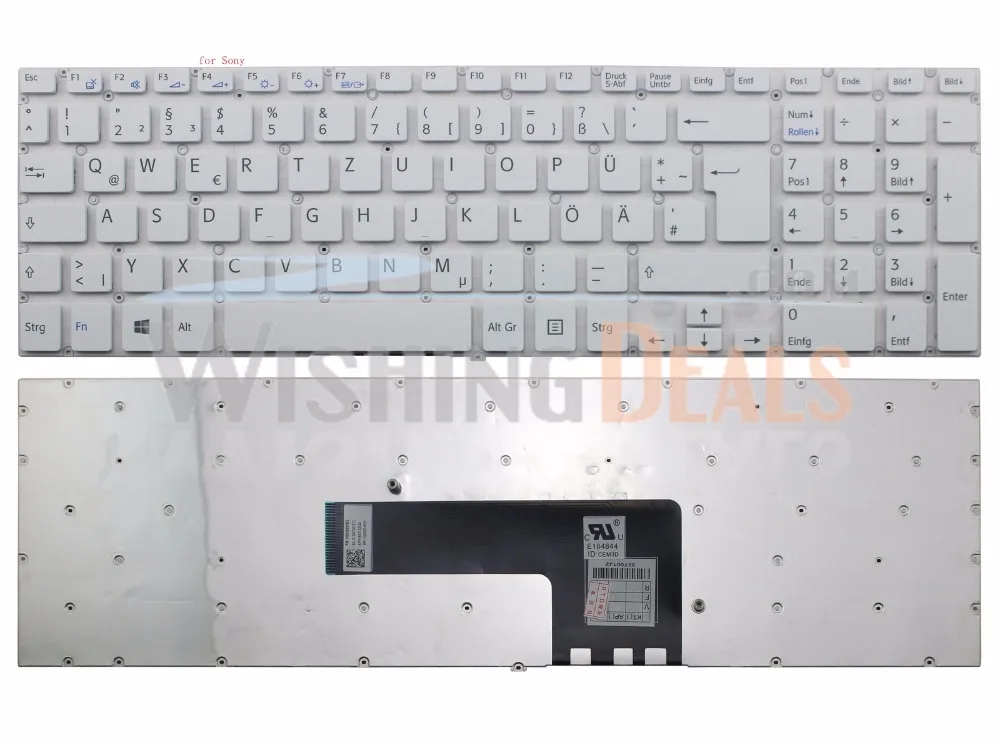 Новый для Sony AEHK9G012203A DE Немецкий (Большой Enter) белая клавиатура Без Рамки |
