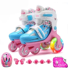 Одежда для маленьких детей младшего дошкольного возраста комплект роликов для начинающих, для мальчиков и девочек двойной роликовые коньки Роликовые кроссовки для маленьких детей и детей