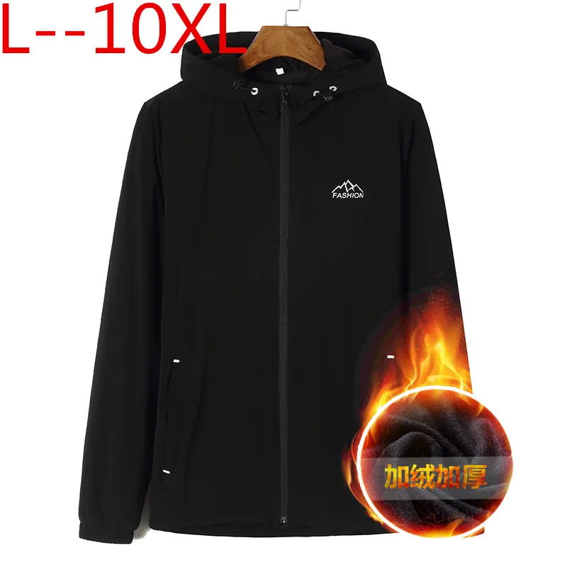 Модная мужская зимняя тонкая Толстовка размера плюс 10XL 9XL 8XL 6XL 5XL теплая толстовка