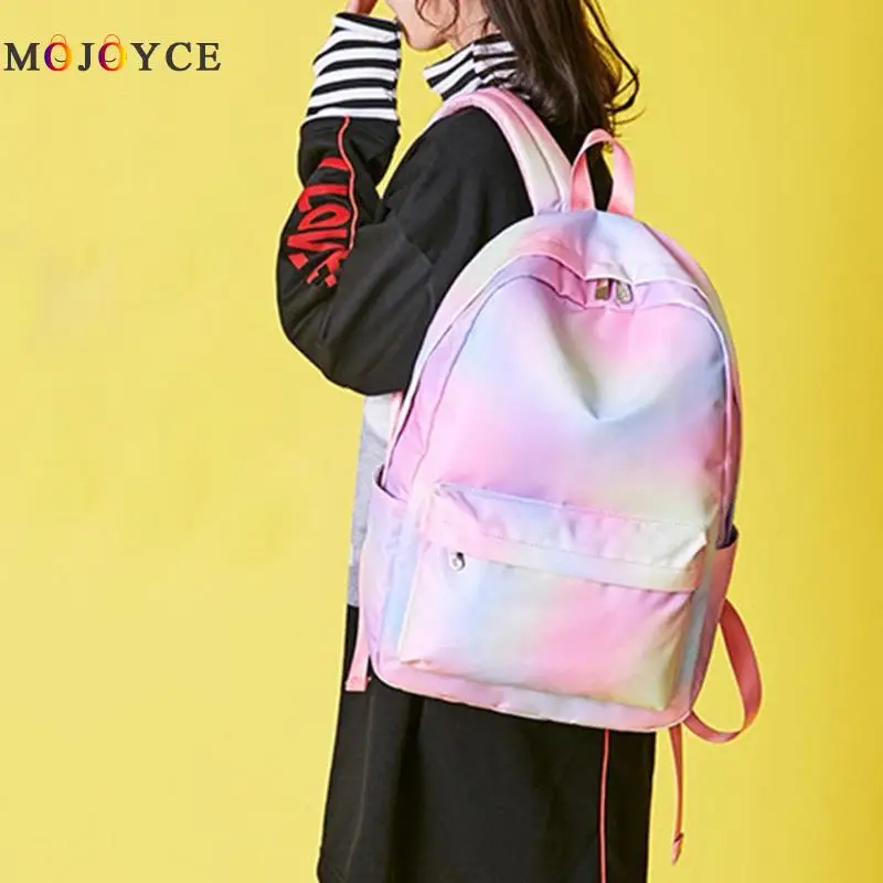 Gradiente de paneles de las mujeres Mochila portátil impermeable de la escuela de niñas Mochila de gran capacidad de viaje Mochila femenina Gradiente de paneles de las mujeres Mochila portátil impermeable de la escuela de niñas Mochila de gran capacidad de viaje Mochila femenina