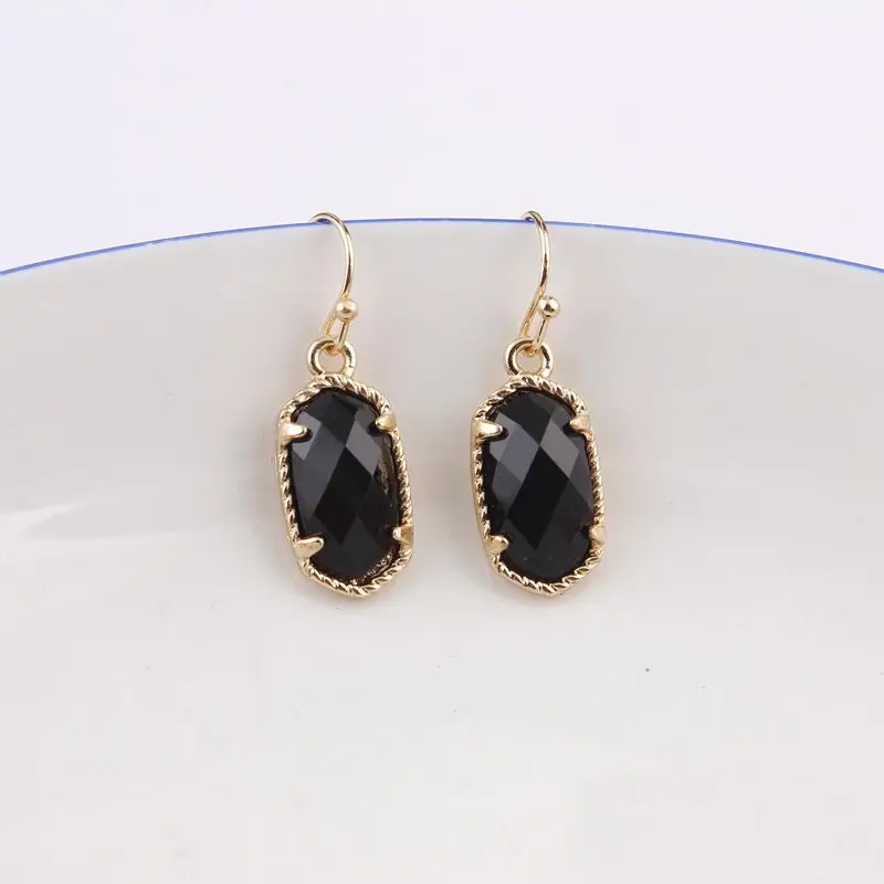

ZWPON 2018 Faceted Mini Gold Claw Oval Earrings for Women Famous Brand Handmade Jewelry Fall Fashion Black Earrings
