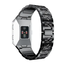 Нержавеющая сталь Роскошные Сплава Кристалл Часы наручные ремешок для Fitbit ионной Прямая J05T