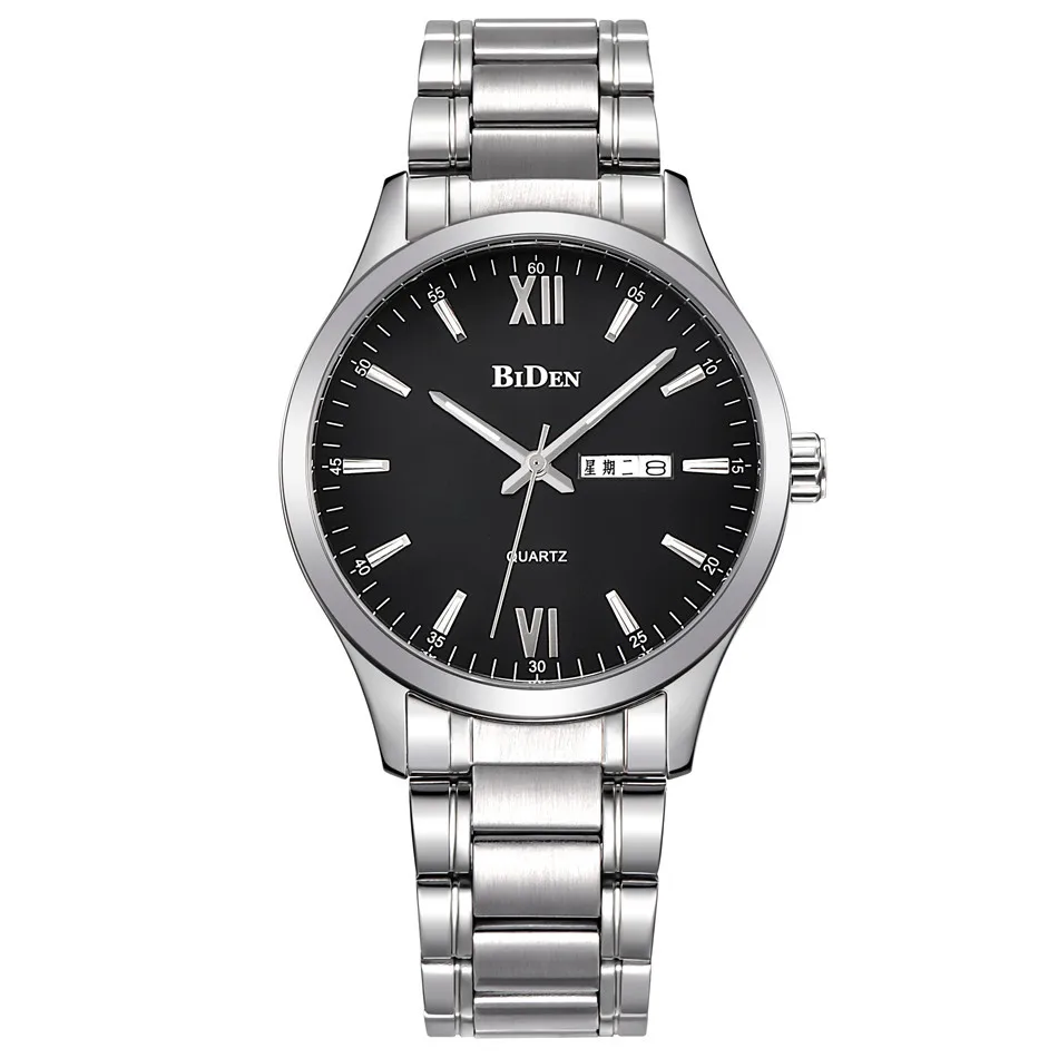 

business Biden mens stainless steel wristwatches quartz man watches casual waterproof calendar week male clocks Citizen movement