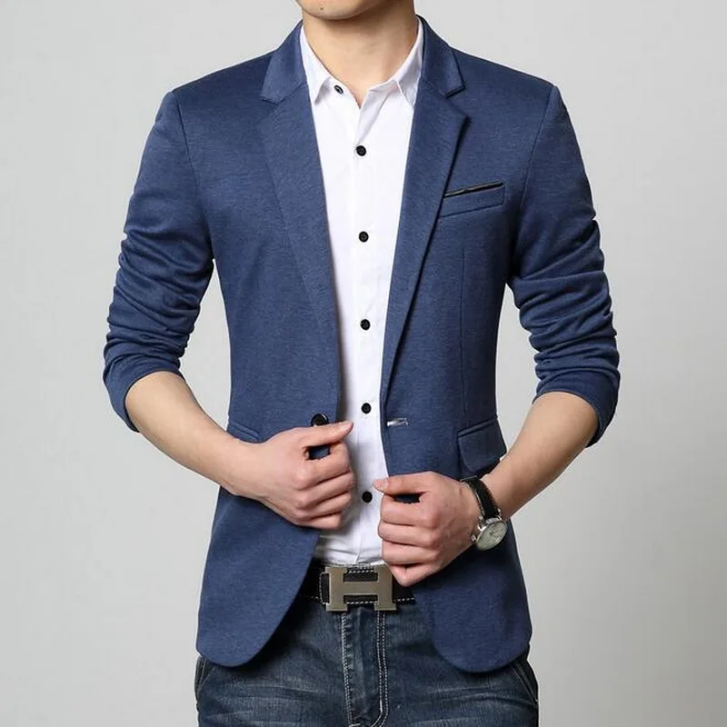 VXO 2018 New Fashion Casual Men Blazer Cotton Slim Blazer Masculino