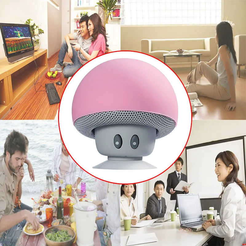 

2019 Fashion Design Mini Mushroom Portable Wireless Bluetooth Speaker MP3 Music Player with Mic For Mobile Phone with 6 Colors