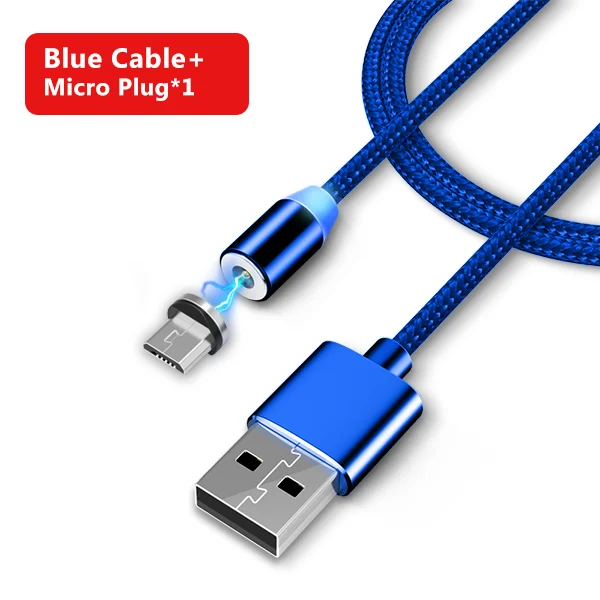 NOHON нейлоновый Micro USB Магнитный зарядный кабель для samsung Galaxy S7 S6 huawei Xiaomi sony Android Phone магнитные кабели для зарядки 2 м - Цвет: 1 Plug 1 Blue Cable