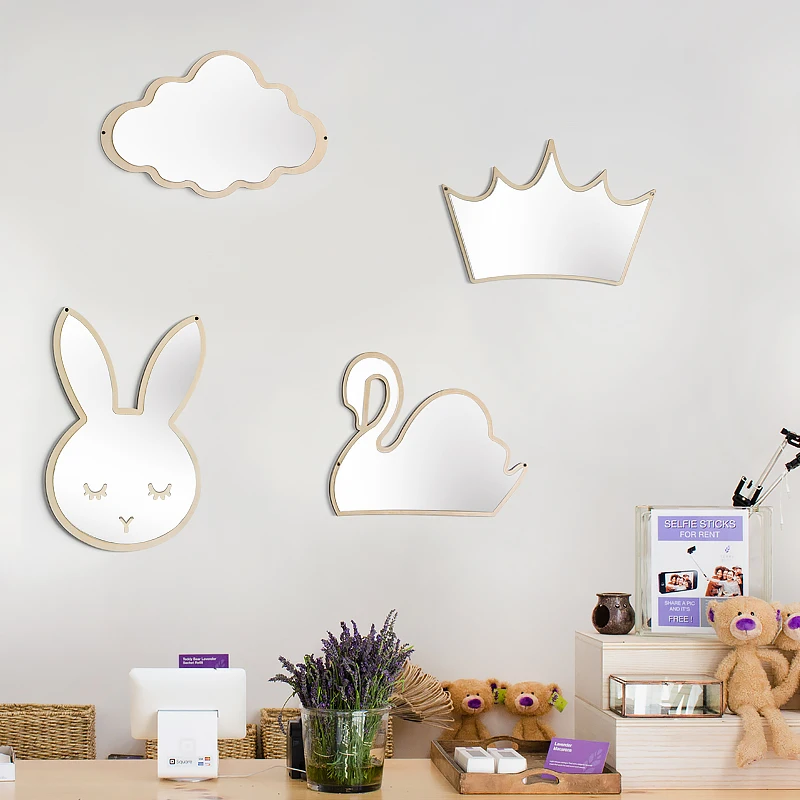 

Ins Wall Decoration Wooden Cloud Mirror Children's Room Decoration Wall Decoration Acrylic Mirror Spot