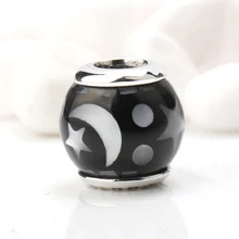 Настоящее серебряные бусины 925 пробы, винтажный браслет с мерцающим ночным небом, полуночная луна, звезда, браслет, ювелирное изделие