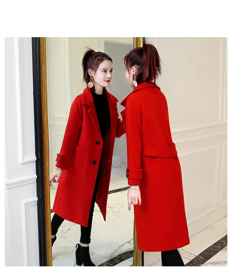 

2018New winter In the long section Women Coat wool Woolen Long section Large size fashion