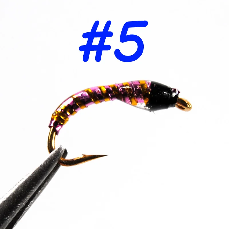 Bimoo 6 шт. Nymph Fly рыболовные приманки Крючки Размер 14 зуммер Midge рыболовные аксессуары - Цвет: color 5