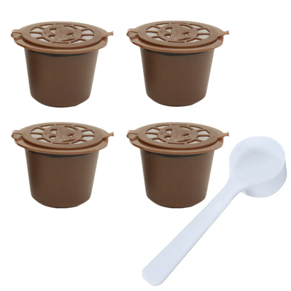 

New Reusable Coffee filter 4Pcs Reusable Coffee Capsules Pods Cups Coffee Filter For Coffee Machine Soft Capsules Taste Sweet