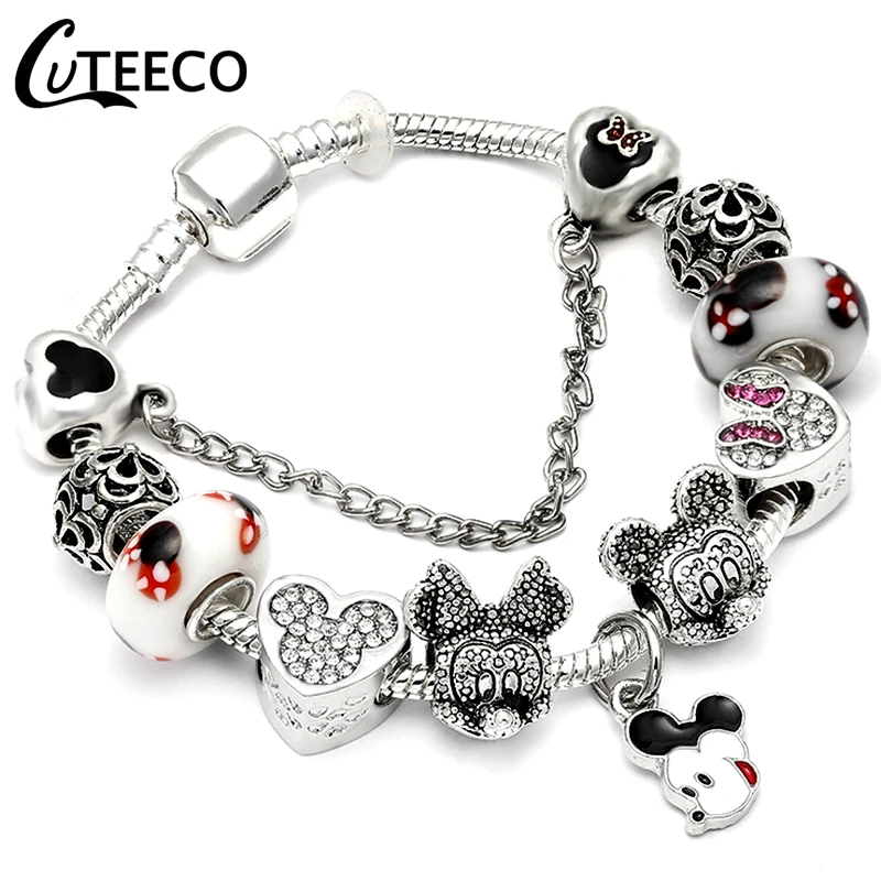 

CUTEECO European Mickey Charm Bracelets Minnie Bracelets For Women DIY Handmade Jewelry Dropshipping