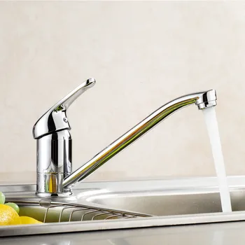 

LIUYUE Kitchen Faucets Chrome Brass Long Mouth Water Outlet Kitchen Faucet 360 Degree Rotate Cold Hot Water Crane Sink Mixer Tap